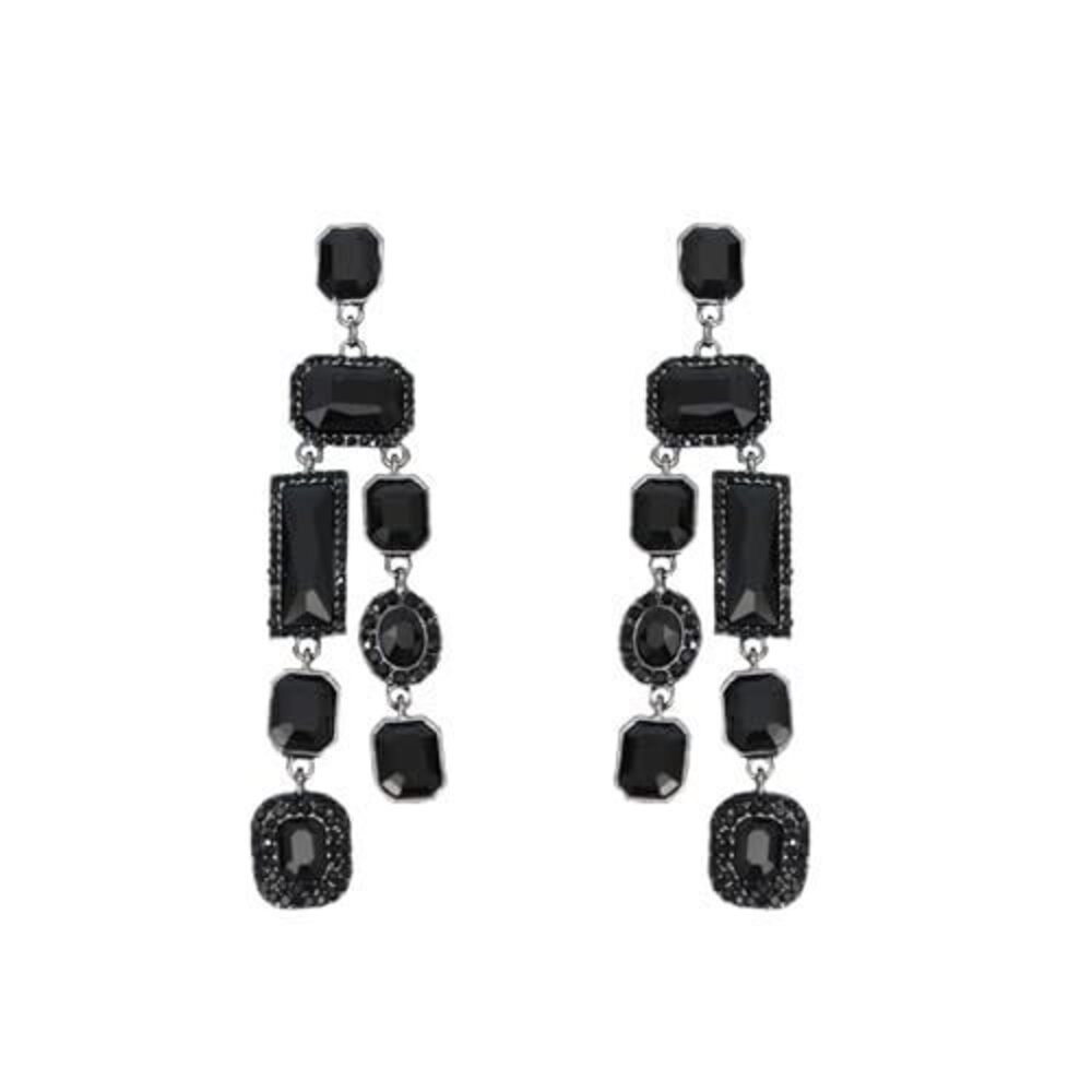 4057 Vintage Rectangle Teardrop Chandelier Earrings, Art Deco Wedding